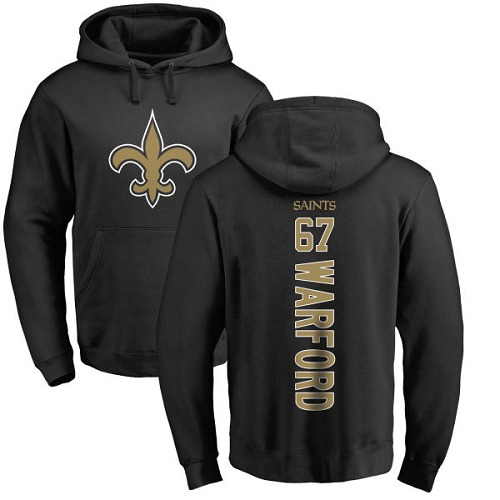 Men New Orleans Saints Black Larry Warford Backer NFL Football #67 Pullover Hoodie Sweatshirts